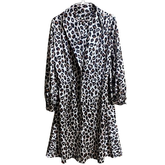 Eliza J Long Sleeve Plus Dress Size 14 Leopard Print Brown Black Neck Tie - Picture 6 of 7